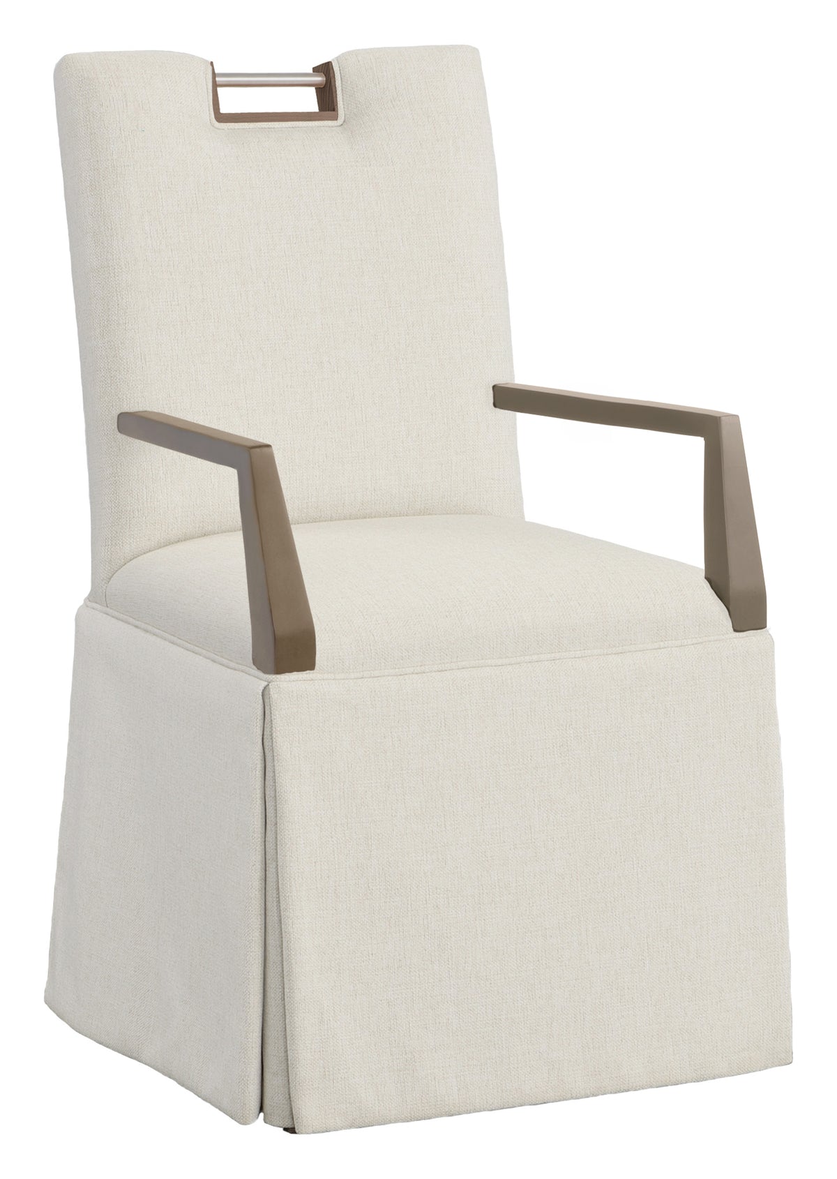 Nickel Metal Pull Back Skirted Arm Chair (1261-04-M) - Fairfield Chair