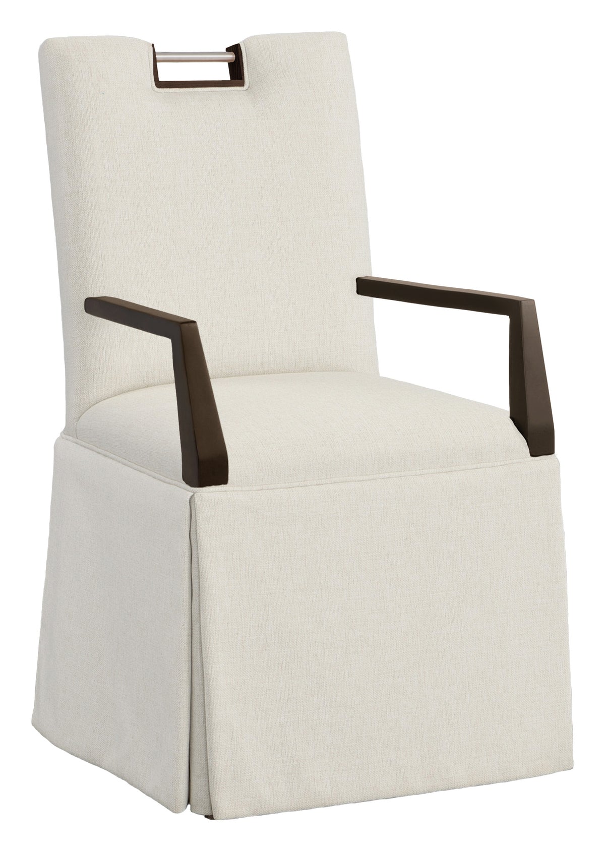 Nickel Metal Pull Back Skirted Arm Chair (1261-04-T) - Fairfield Chair