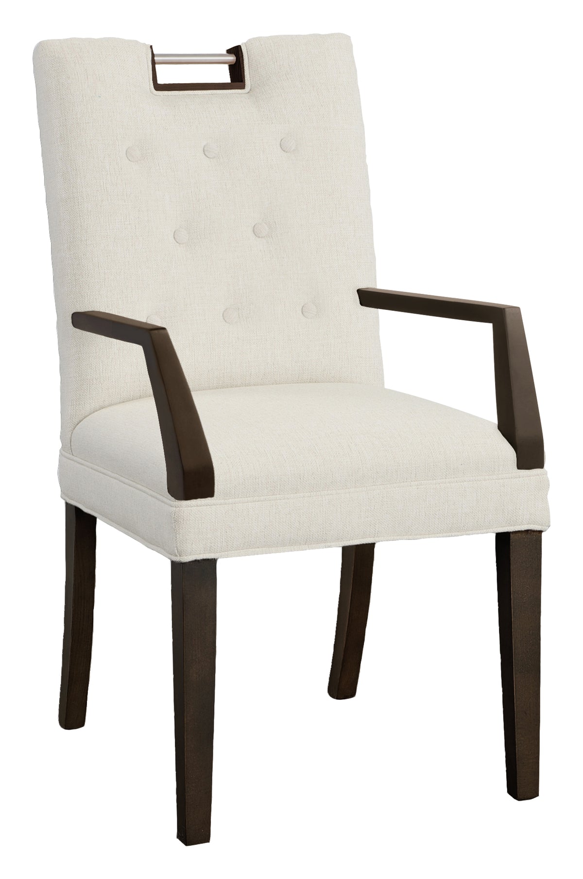 Nickel Metal Pull Short Button Back Leather Arm Chair (L-1262-04-T) - Fairfield Chair