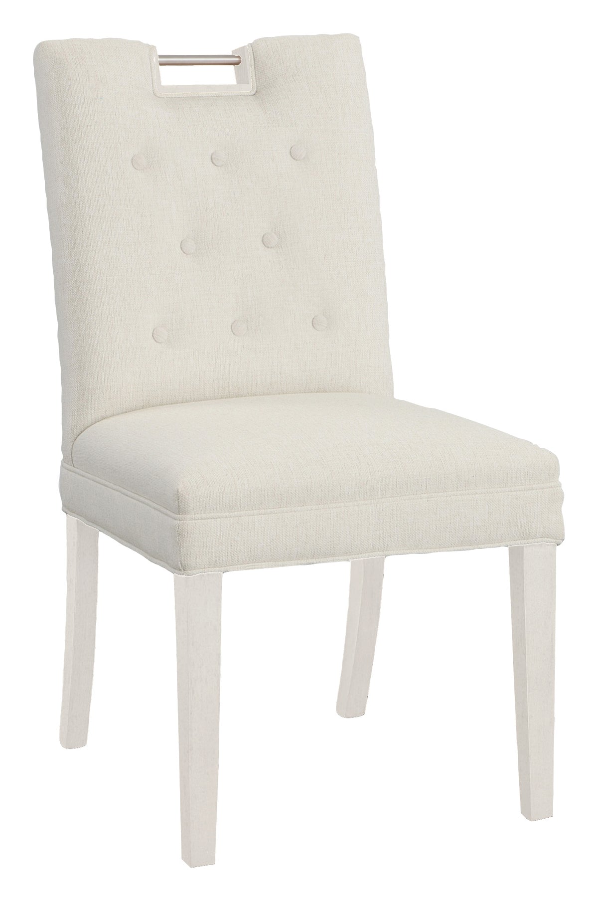 Nickel Metal Pull Short Button Back Leather Side Chair (L-1262-05-L) - Fairfield Chair