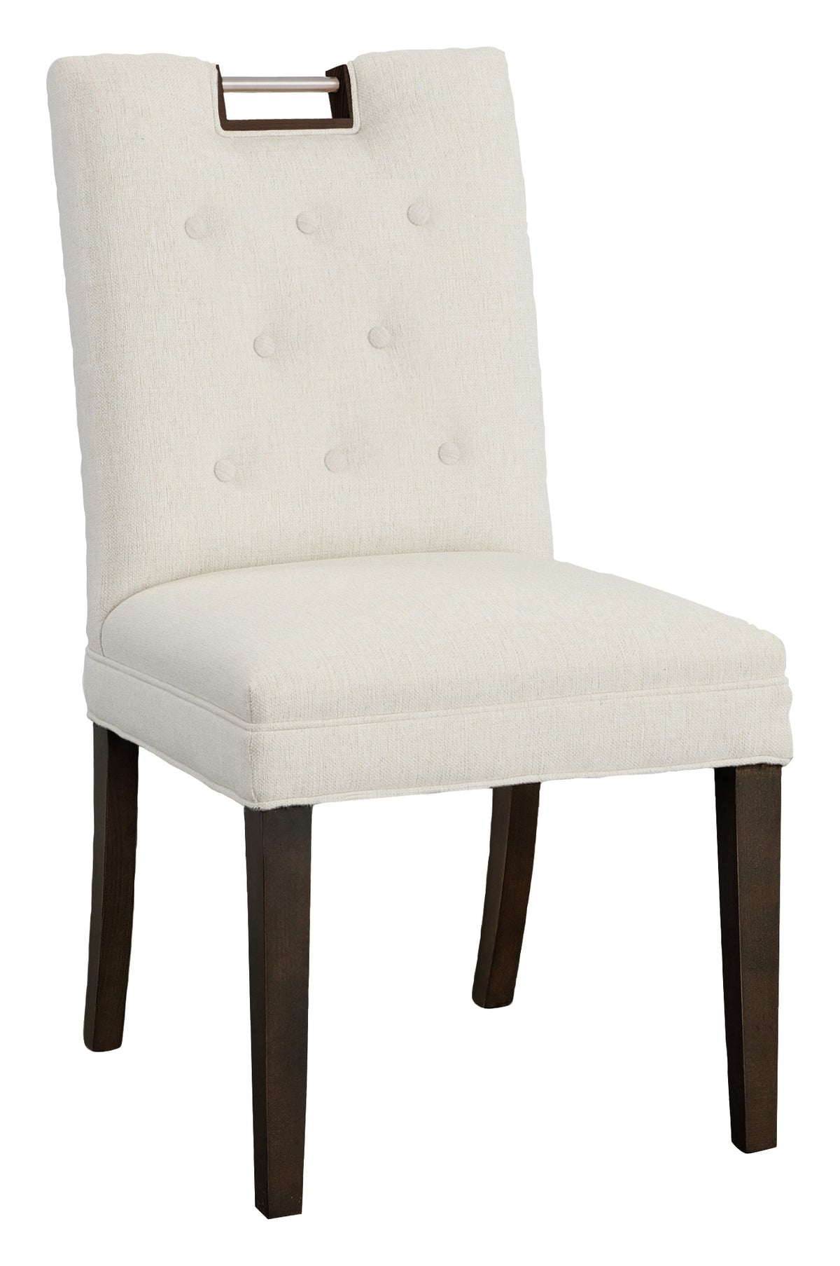 Nickel Metal Pull Short Button Back Leather Side Chair (L-1262-05-T) - Fairfield Chair