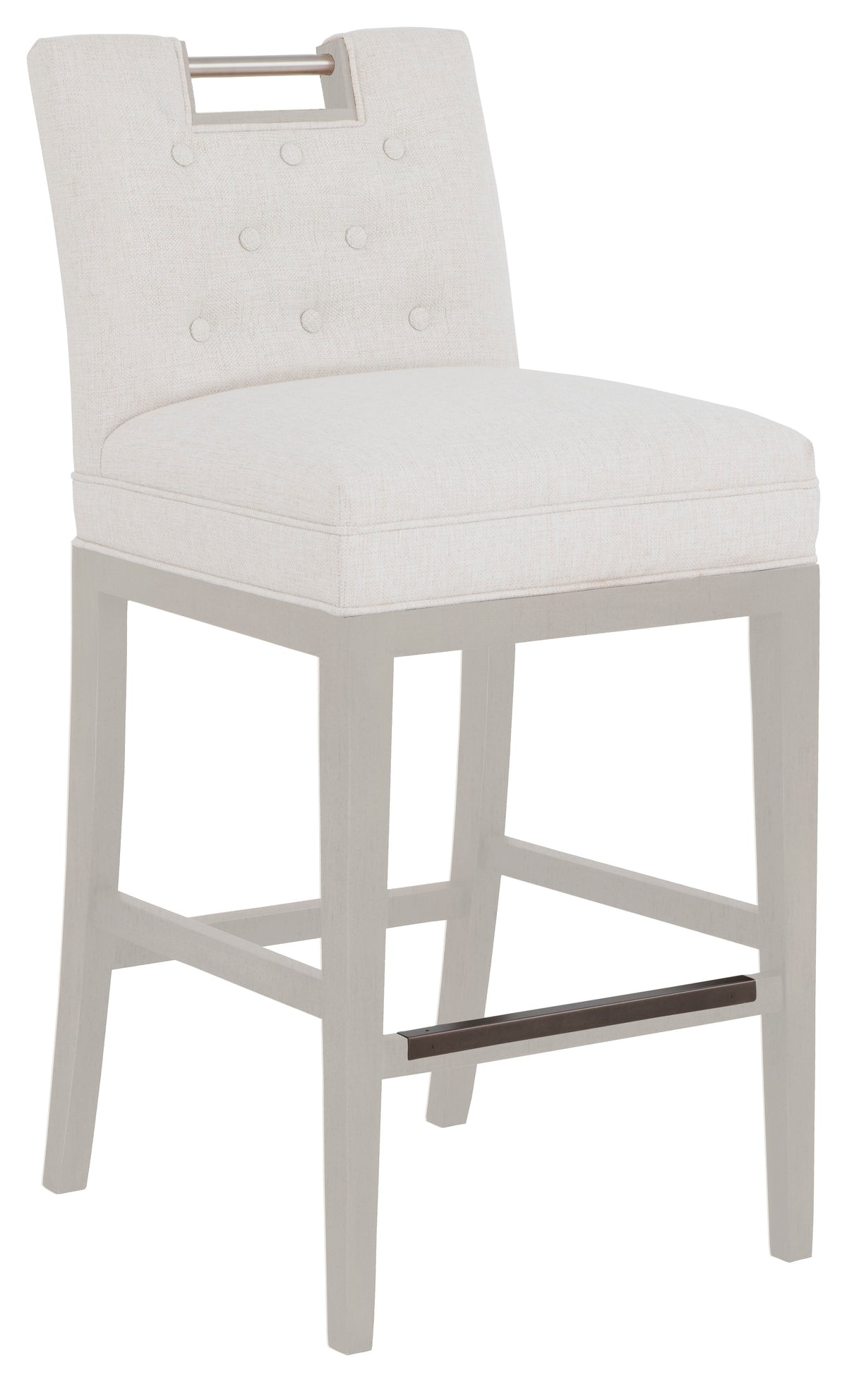 Nickel Metal Pull Short Button Back Bar Stool (1262-07-L) - Fairfield Chair