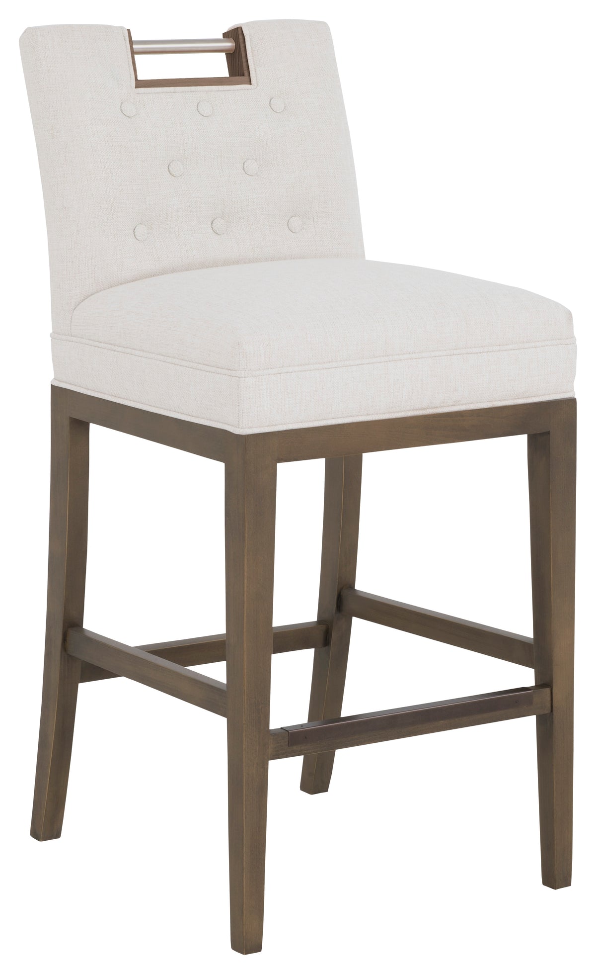 Nickel Metal Pull Short Button Back Leather Bar Stool (L-1262-07-S) - Fairfield Chair