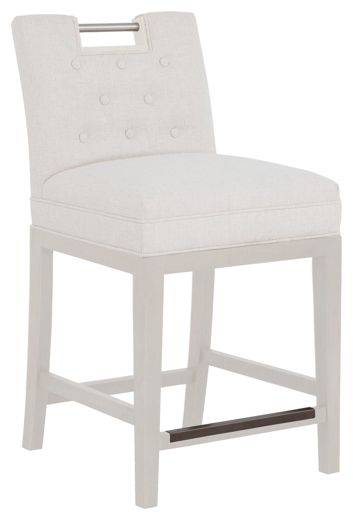 Nickel Metal Pull Short Button Back Leather Counter Stool (L-1262-C7-L) - Fairfield Chair