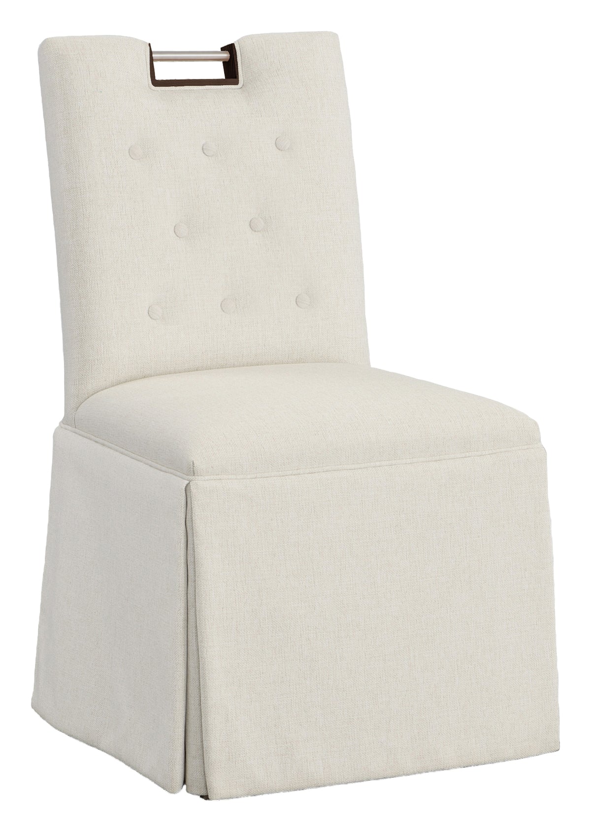 Nickel Metal Pull Button Back Skirted Side Chair (1263-05-T) - Fairfield Chair