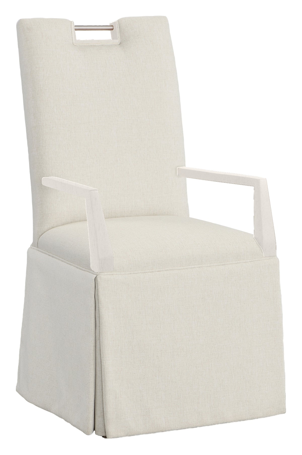 Nickel Metal Pull Tall Back Skirted Arm Chair (1265-04-L) - Fairfield Chair
