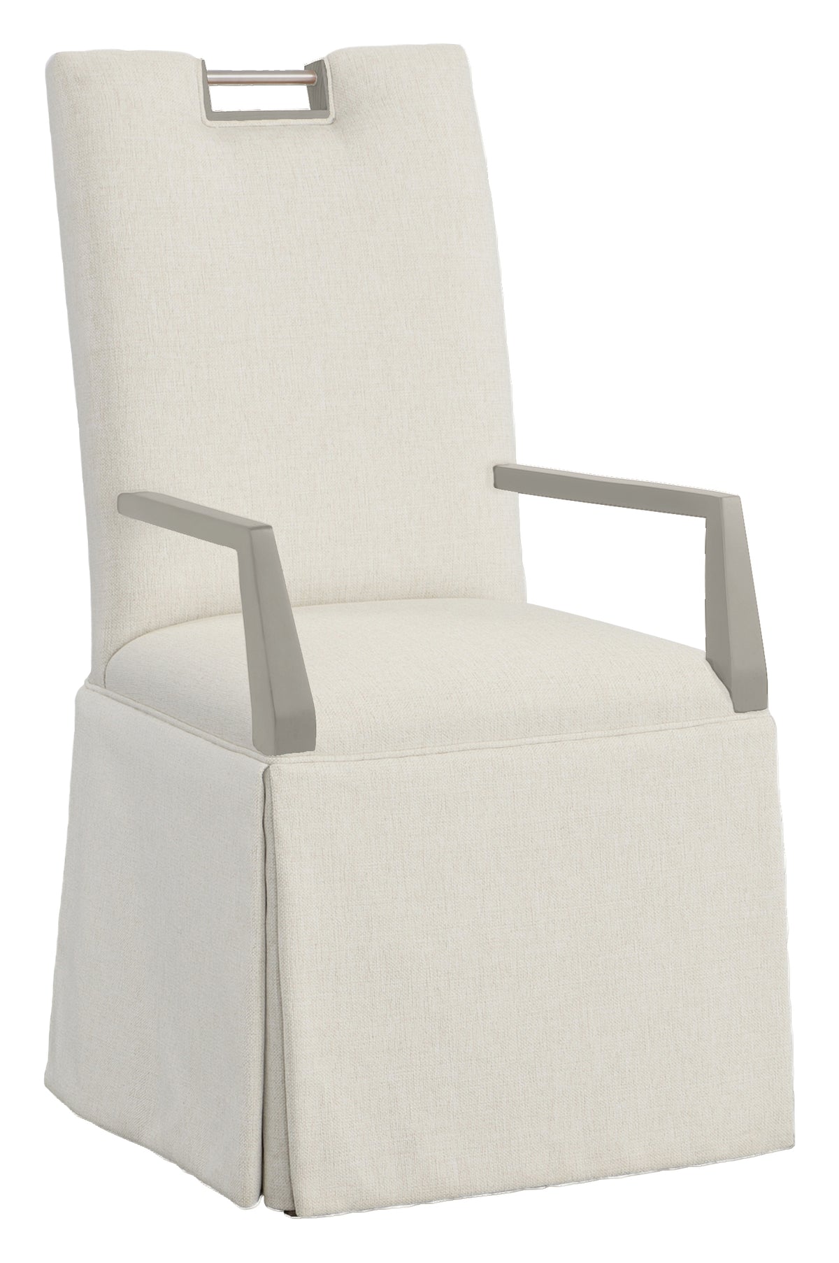 Nickel Metal Pull Tall Back Skirted Arm Chair (1265-04-S) - Fairfield Chair