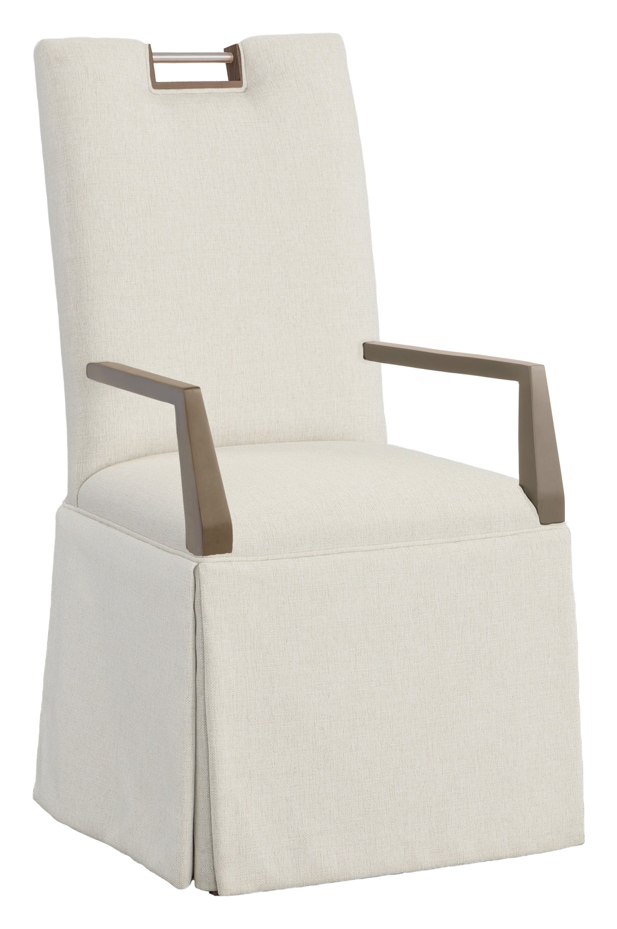 Nickel Metal Pull Tall Back Skirted Arm Chair (1265-04-T) - Fairfield Chair