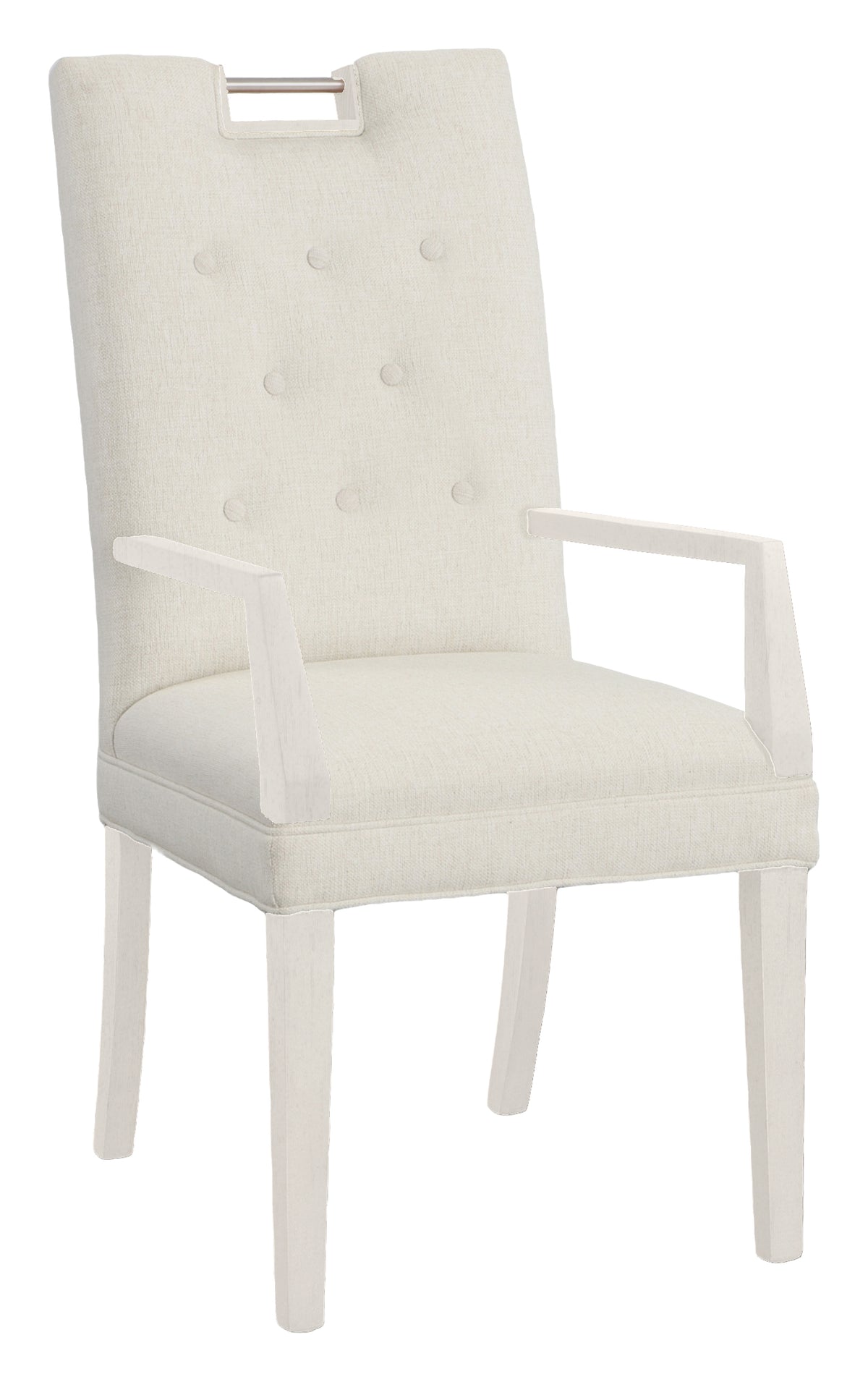 Nickel Metal Pull Tall Button Back Arm Chair (1266-04-L) - Fairfield Chair
