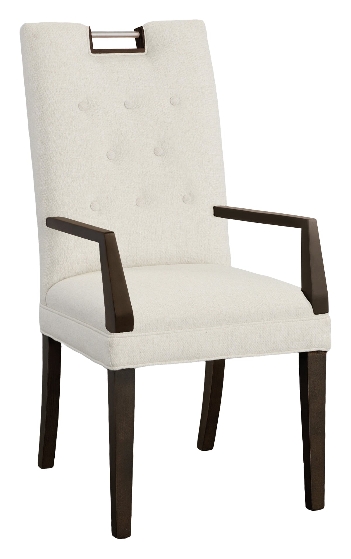 Nickel Metal Pull Tall Button Back Leather Arm Chair (L-1266-04-T) - Fairfield Chair