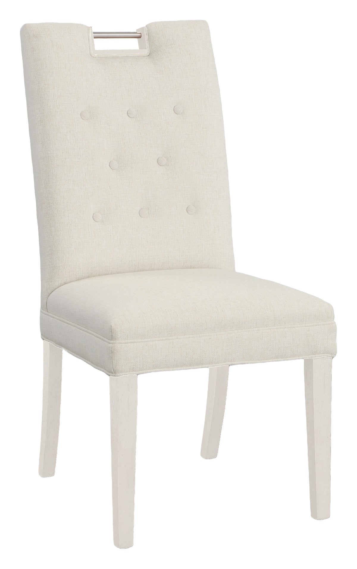 Nickel Metal Pull Tall Button Back Leather Side Chair (L-1266-05-L) - Fairfield Chair