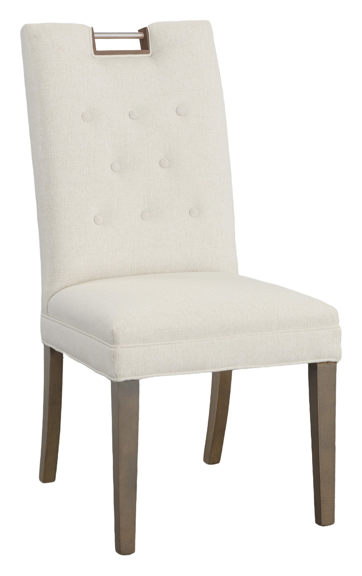 Nickel Metal Pull Tall Button Back Leather Side Chair (L-1266-05-L) - Fairfield Chair