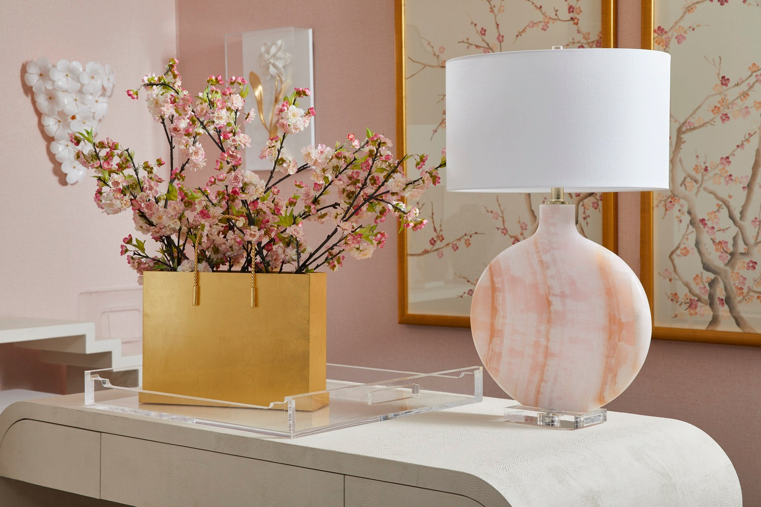 Lizzie Lamp - Blush in 29.5 / Marble - Chelsea House