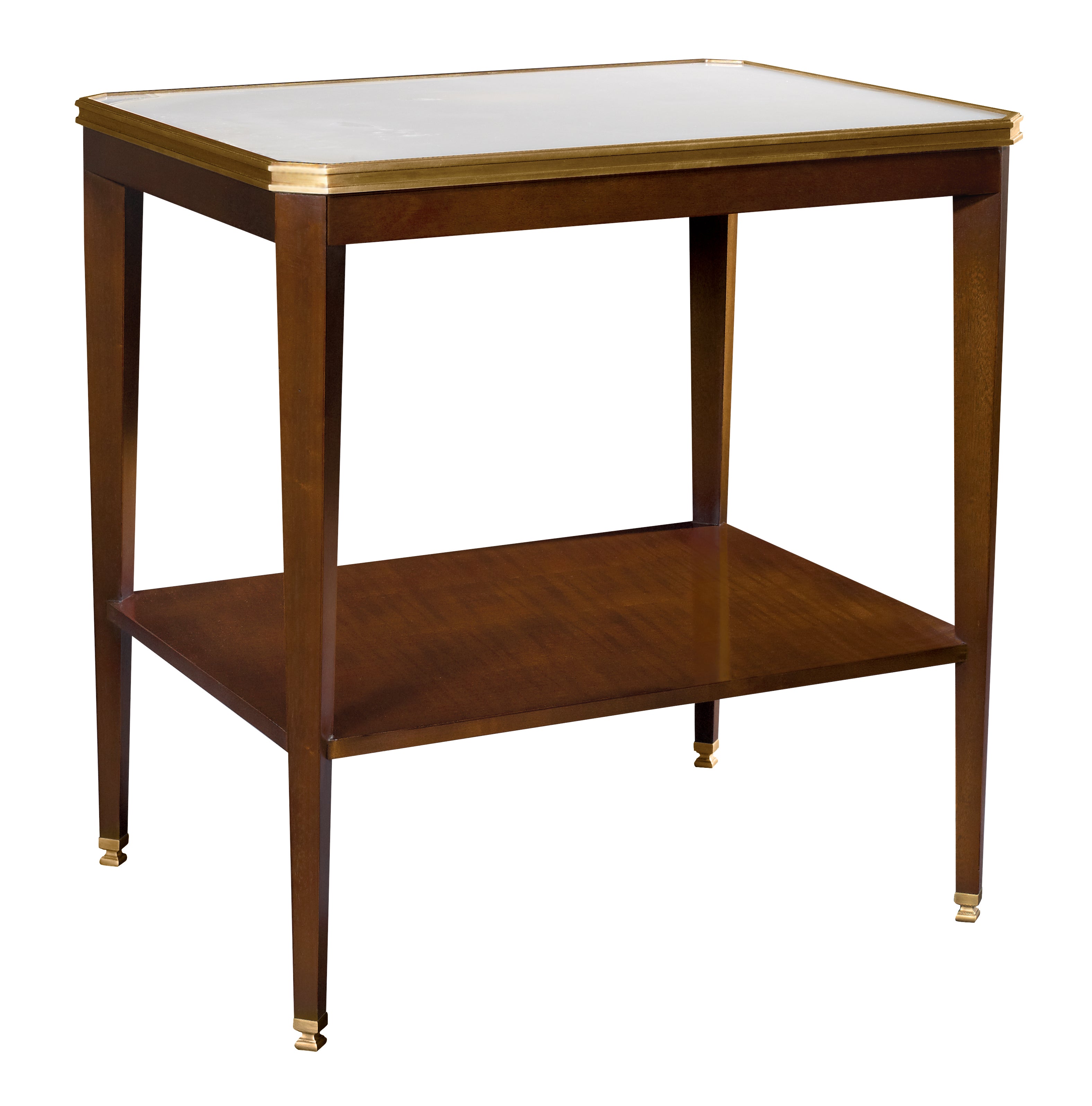 AUSTELL SIDE TABLE WITH ONYX TOP in Stone, Mahogany Solids - Hickory Chair