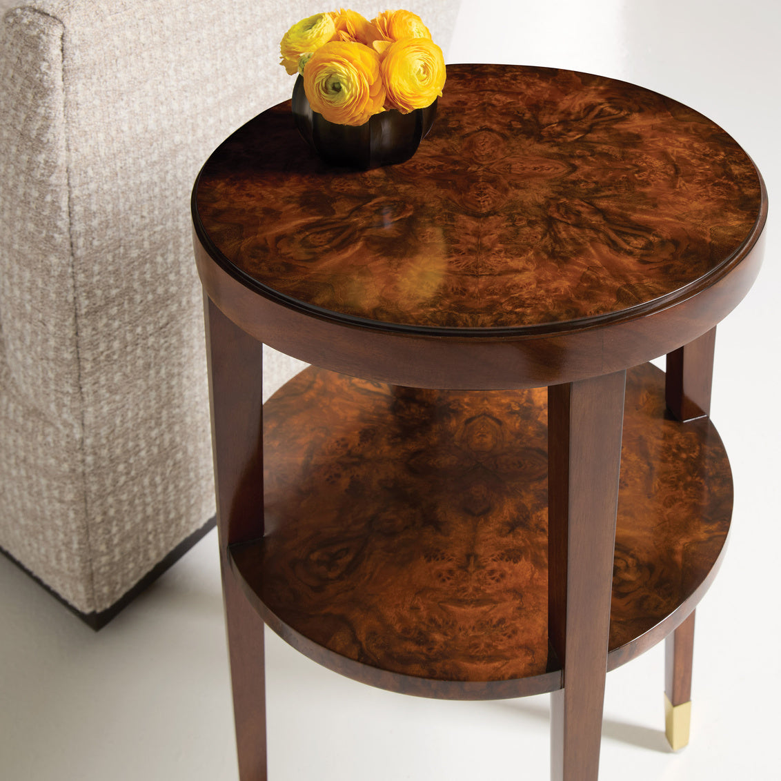 Langford Round Chairside-Walnut Burl