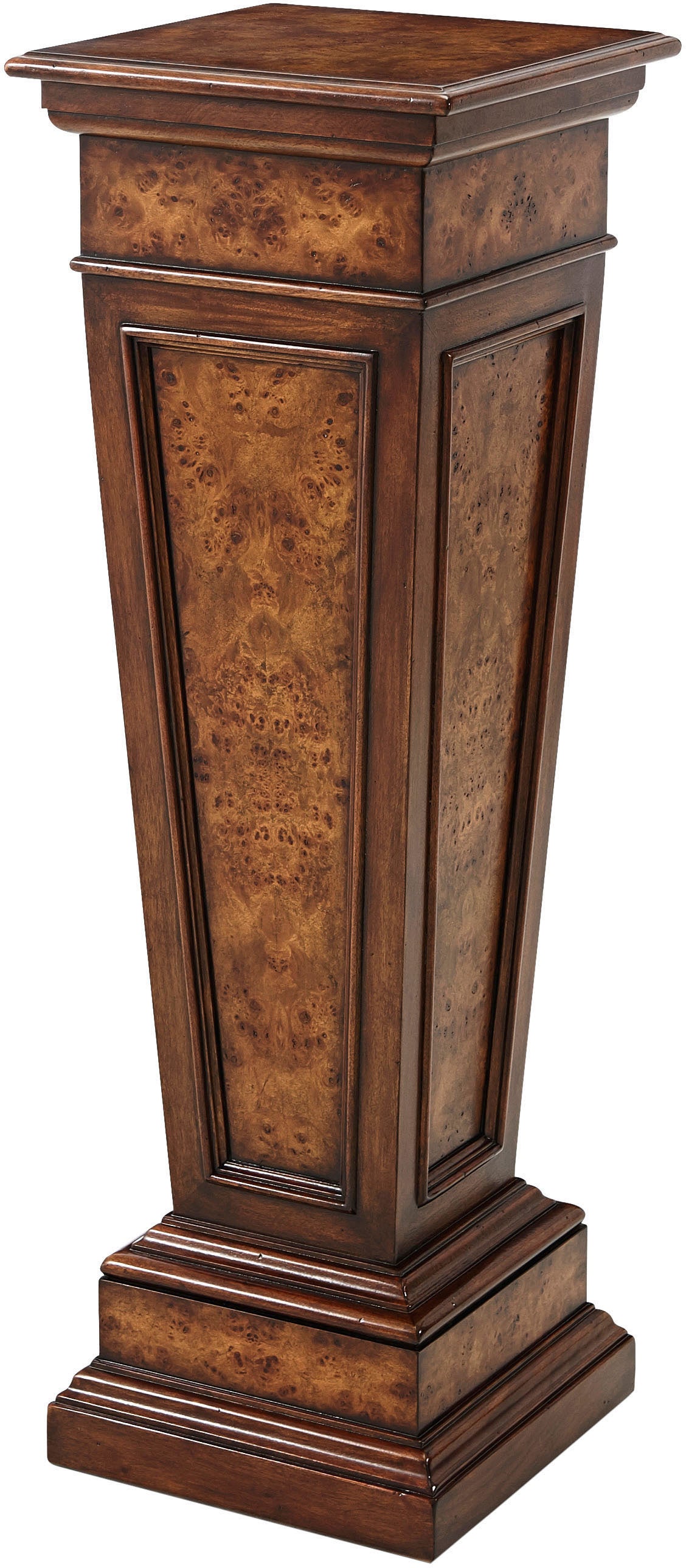 The Burl Pedestal Column / Torchere in Poplar Burl Veneer, Acacia - Theodore Alexander