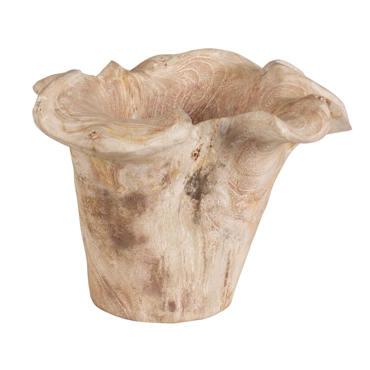 Teak Flow Indoor-Outdoor Bowl, White Wash