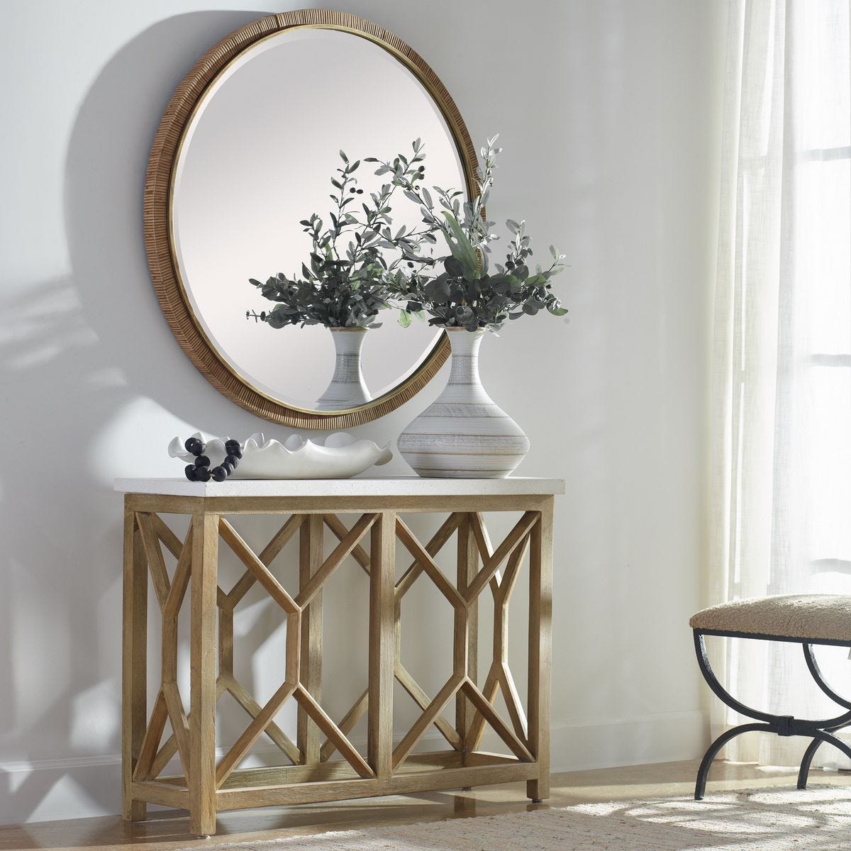 Ruffled Feathers Indoor-Outdoor Bowl, White – Wall Decor by Uttermost | Sutter & Vale