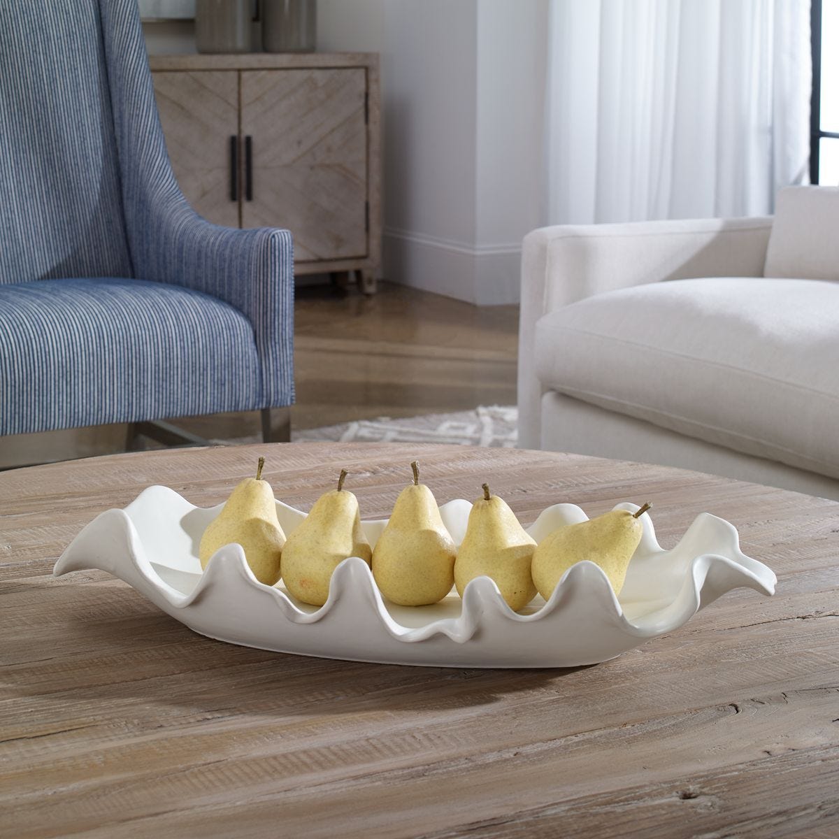 Ruffled Feathers Indoor-Outdoor Bowl, White – Wall Decor by Uttermost | Sutter & Vale