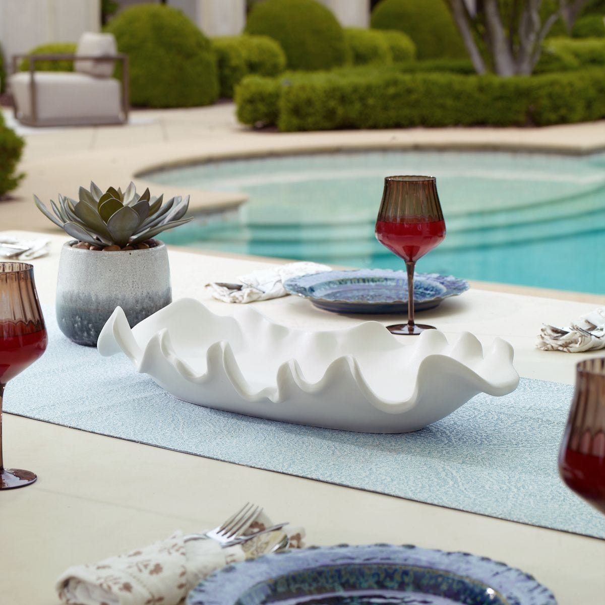 Ruffled Feathers Indoor-Outdoor Bowl, White – Wall Decor by Uttermost | Sutter & Vale