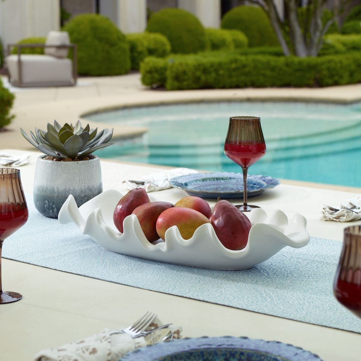 Ruffled Feathers Indoor-Outdoor Bowl, White – Wall Decor by Uttermost | Sutter & Vale
