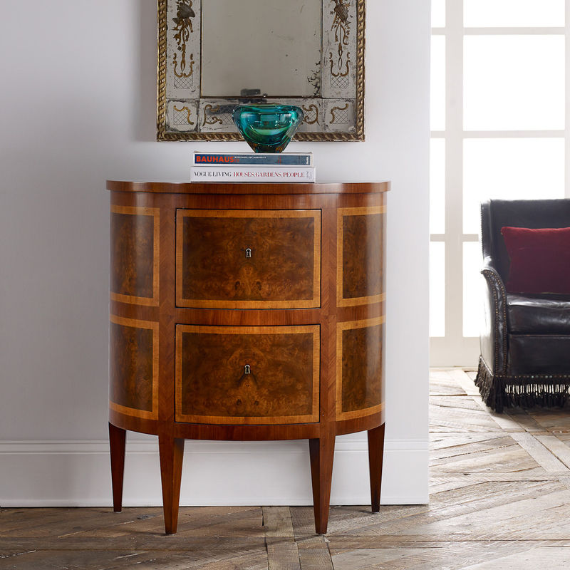 Inlaid Two Drawer Half-Round