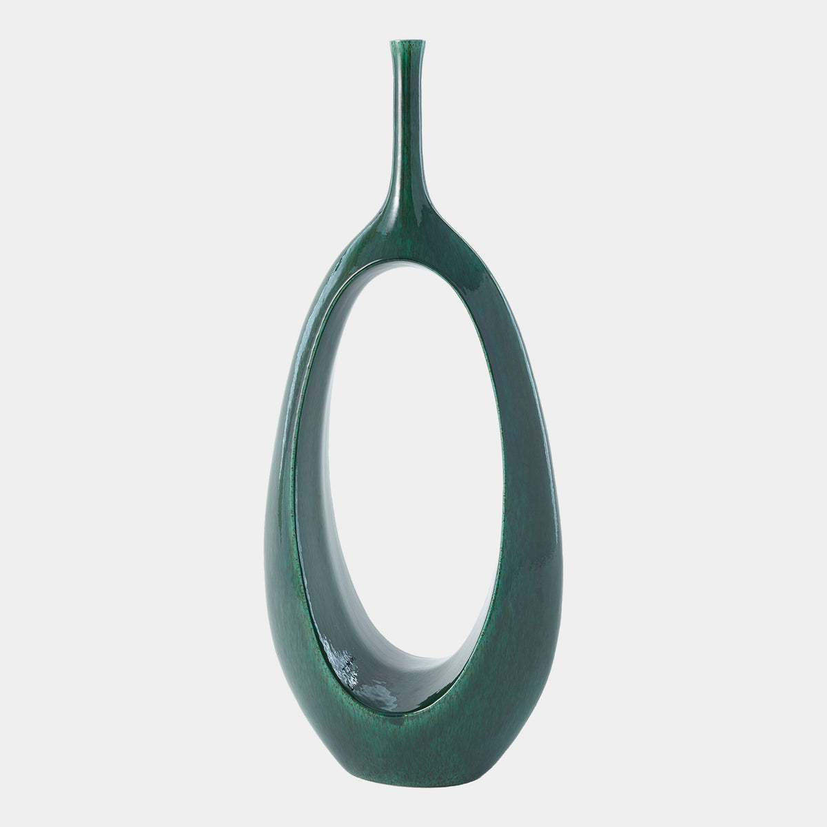 Open Oval Ring Vase-Emerald-Lg