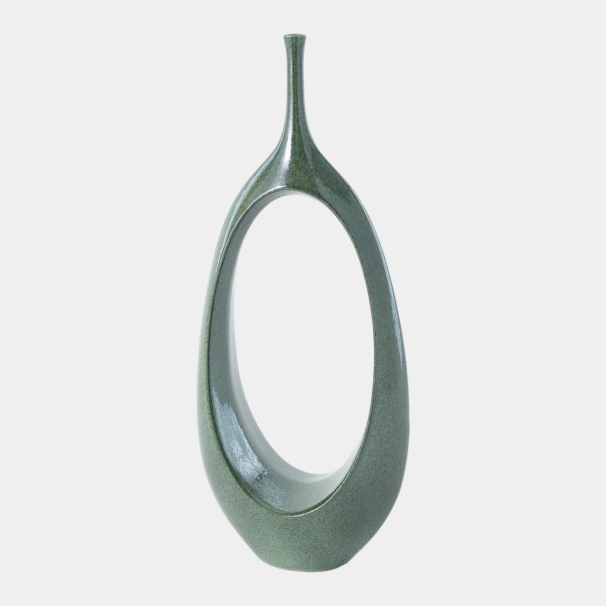 Open Oval Ring Vase-Emerald-Med