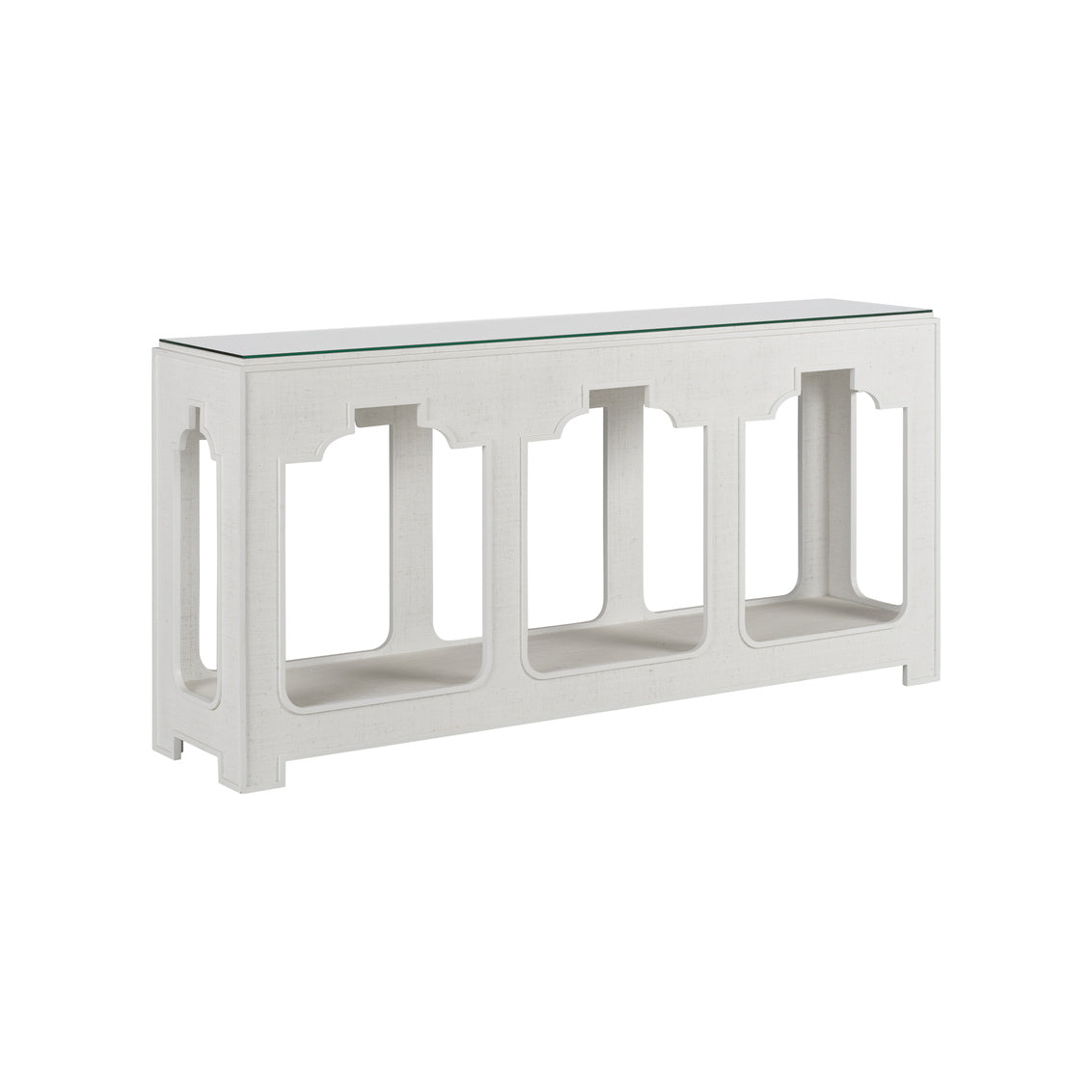 Yangon Console - White in 34.75h x 72w x 16d / Raffia - Chelsea House