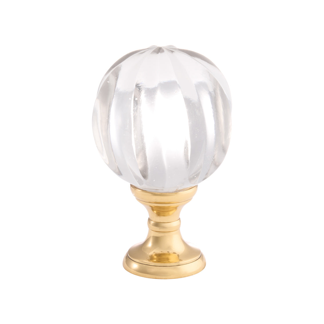 Ribbed Hand Blown Finial - Brass in Clear/Polished Brass / Glass - Chelsea House