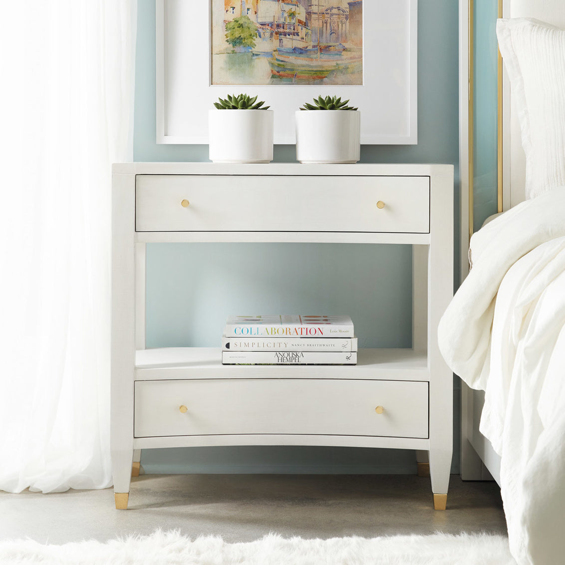 White Linen Nightstand – Nightstand by Modern History | Sutter & Vale