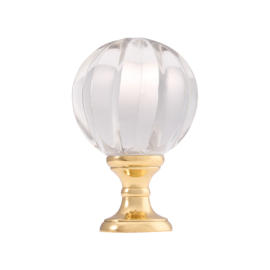 Ribbed Hand Blown Finial - Brass in Clear/Polished Brass / Glass - Chelsea House