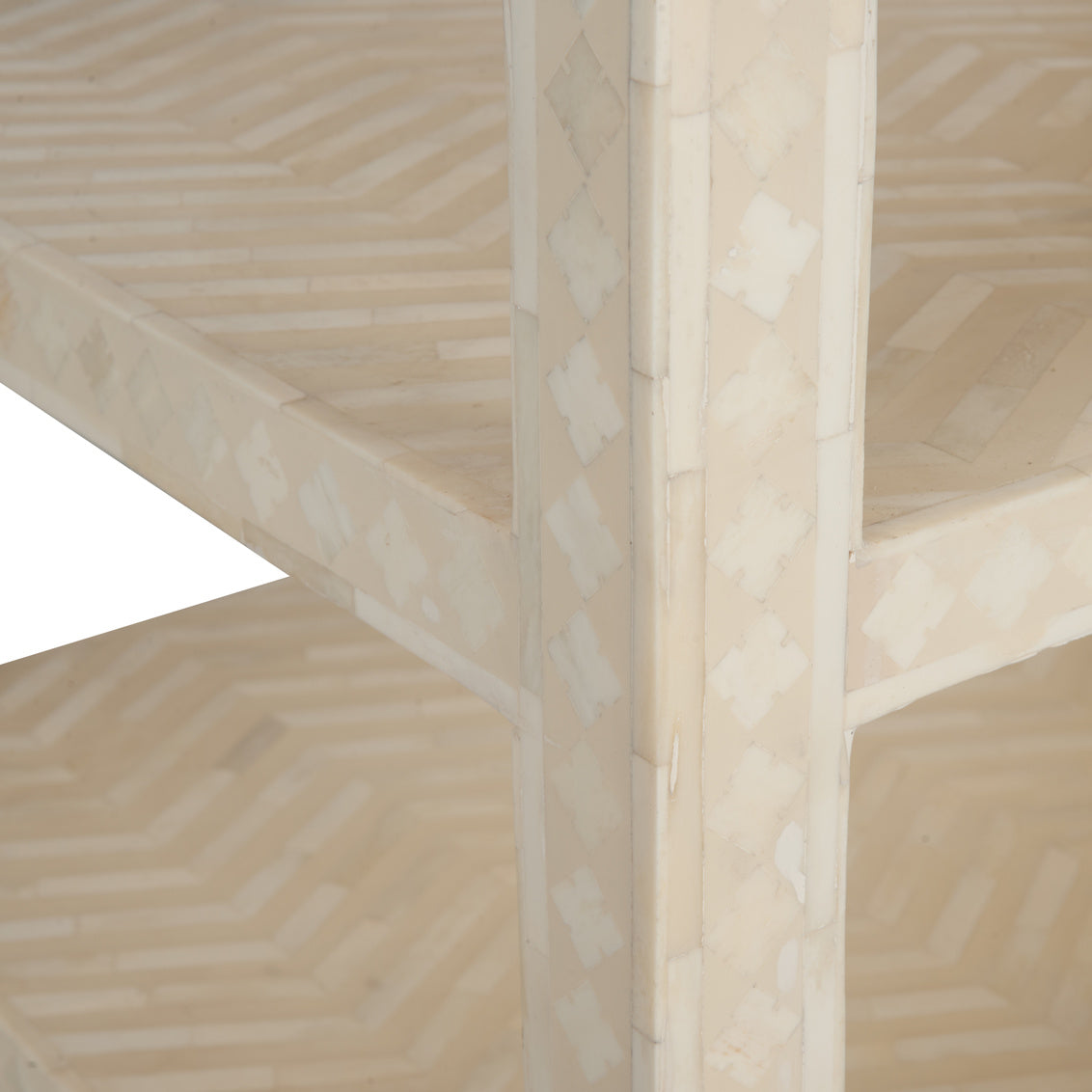 Chevron Inlay Side Table in Natural White / Wood - Chelsea House