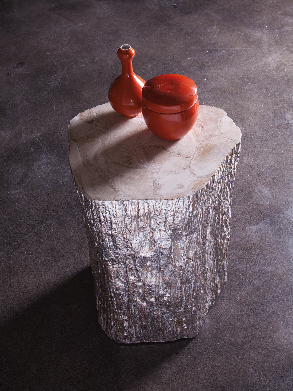 Trunk Segment Accent Table - Silver Leaf