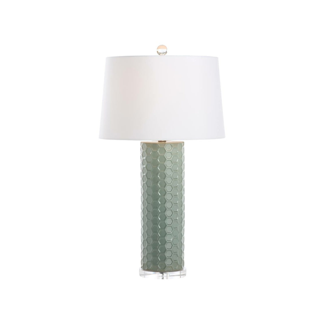 April Honeycomb Lamp - Green in Green Glaze / Ceramic/Porcelain - Chelsea House