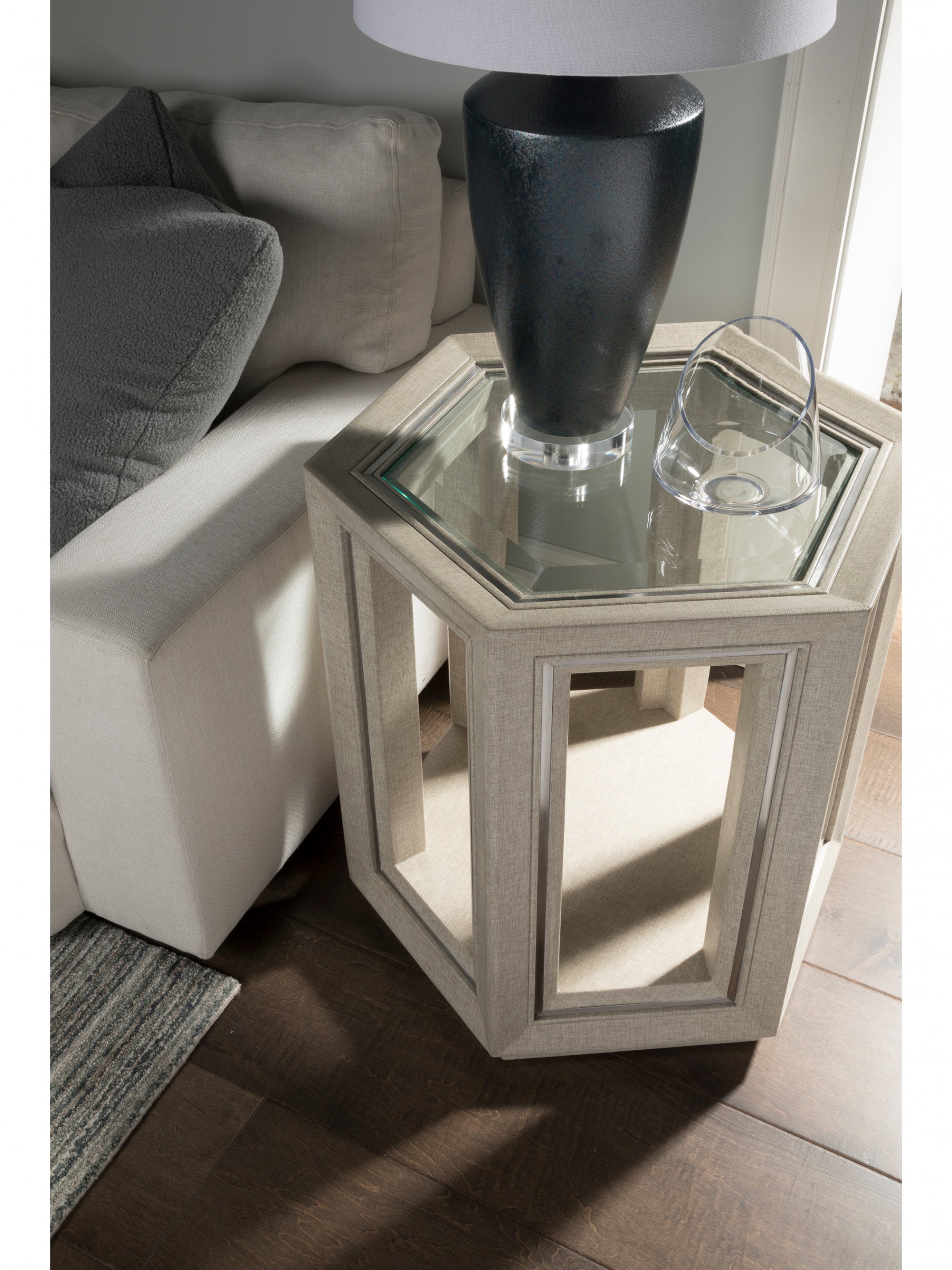 Zeitgeist Linen Hexagonal End Table