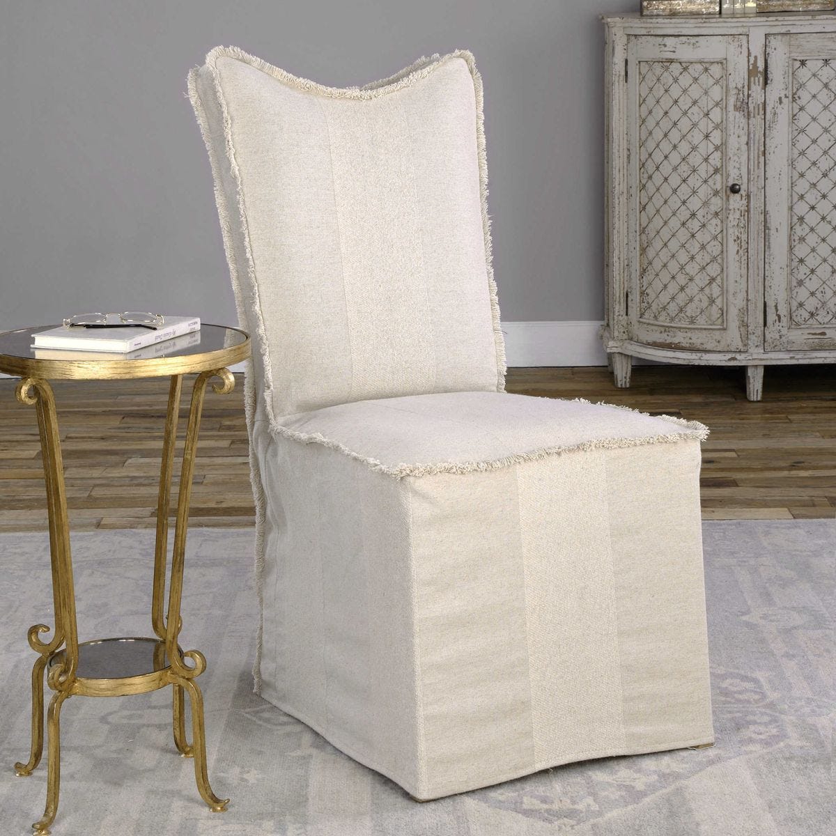 Lenore Armless Chair, Flax, 2 Per Box, Priced Each – Furniture by Uttermost | Sutter & Vale