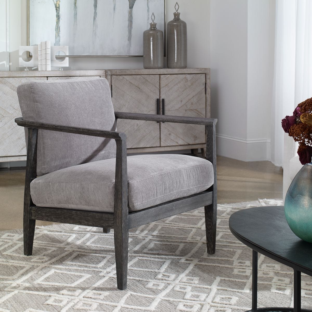 Brunei Accent Chair, Gray – Furniture by Uttermost | Sutter & Vale