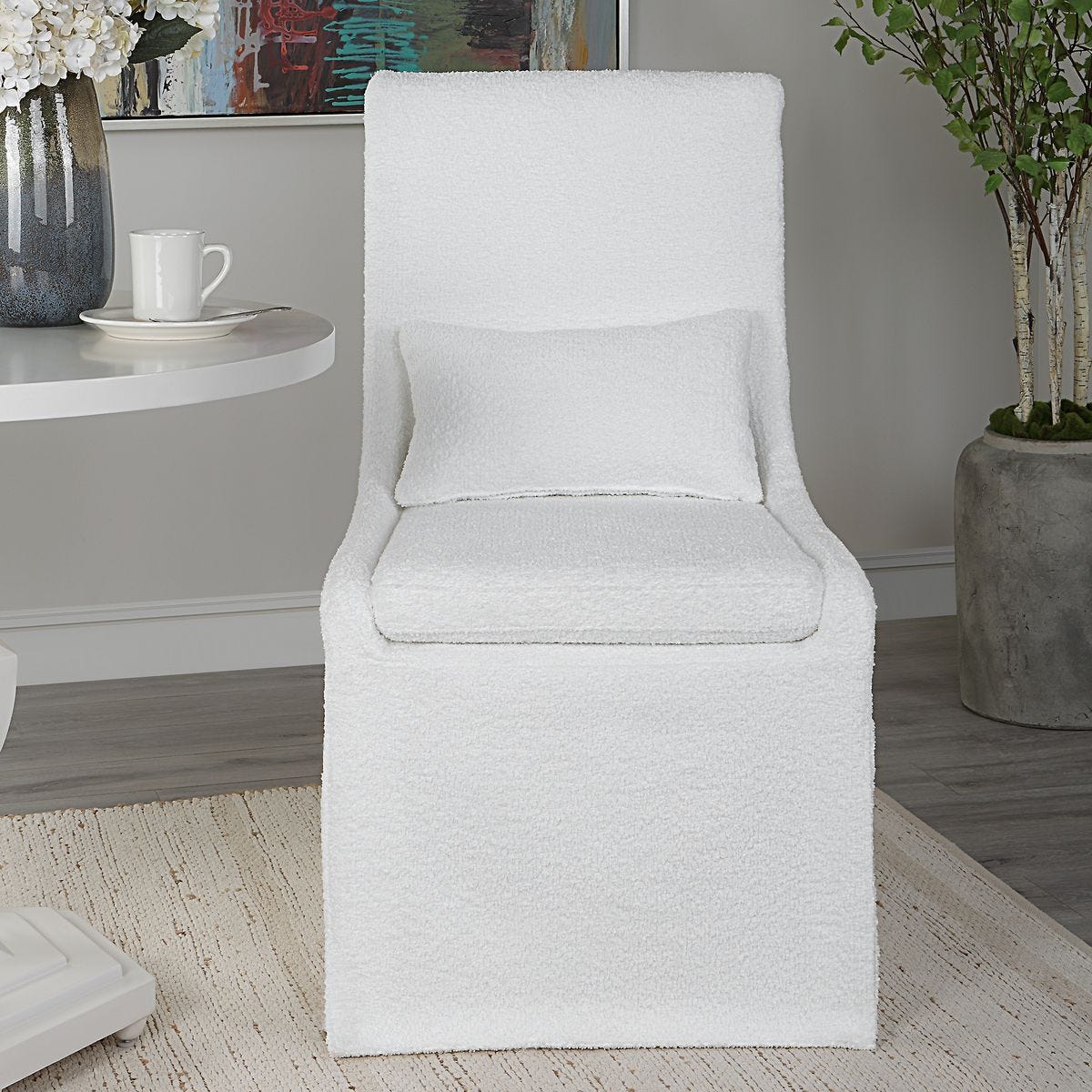 Coley Armless Chair, White – Furniture by Uttermost | Sutter & Vale