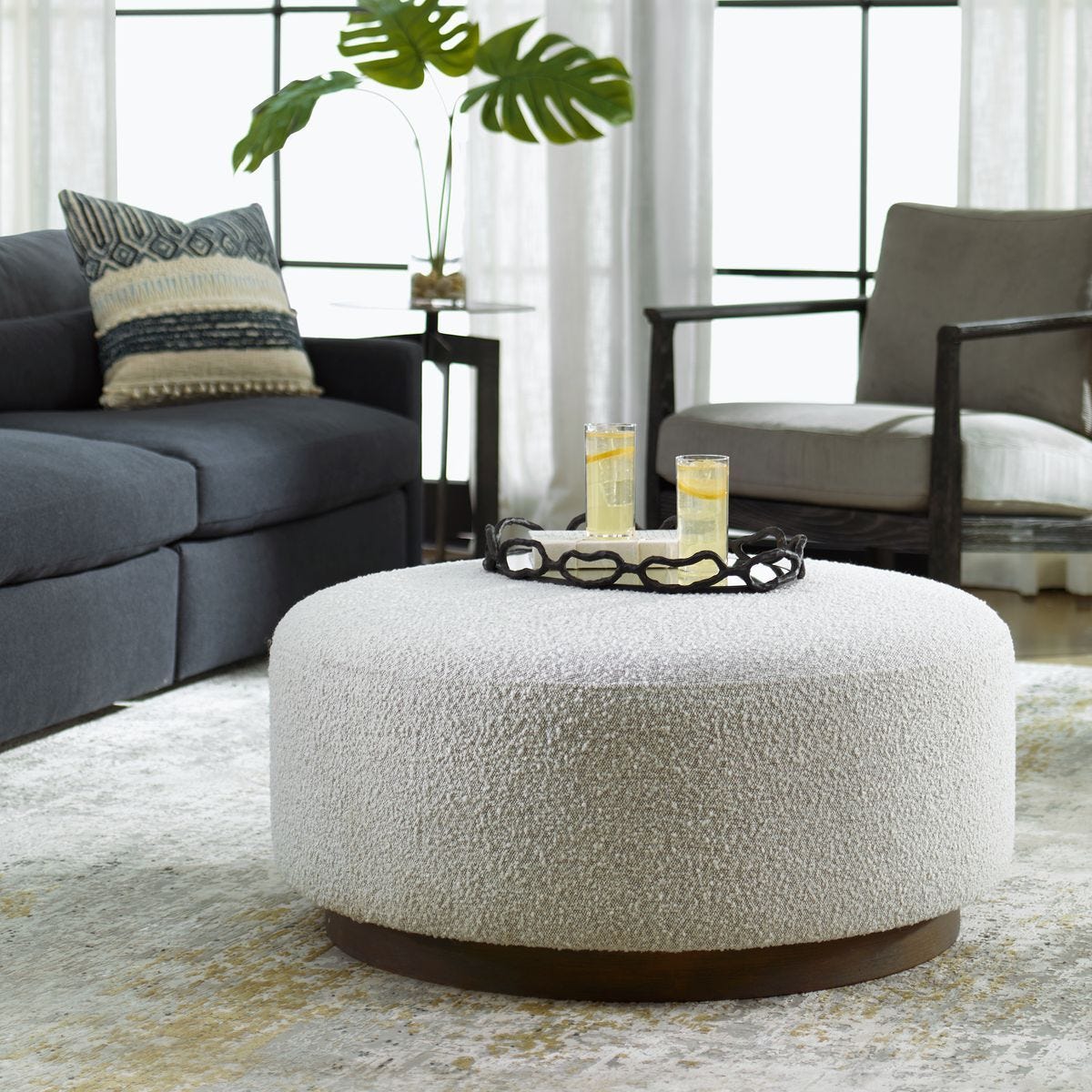 Avila Ottoman, Large, Gray – Furniture by Uttermost | Sutter & Vale