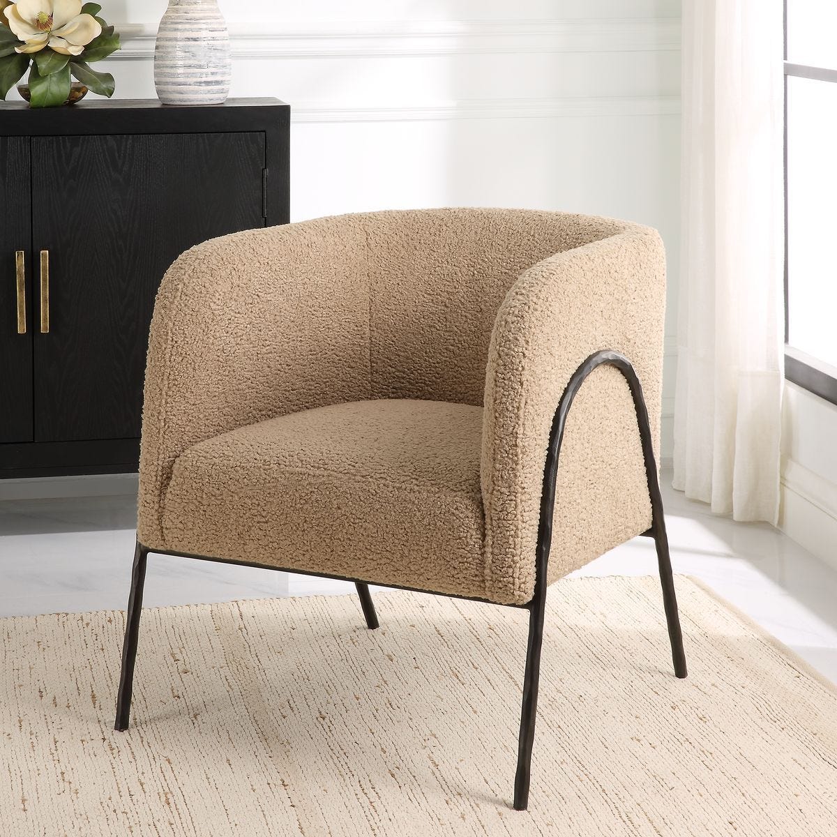 Jacobsen Accent Chair, Latte Shearling – Furniture by Uttermost | Sutter & Vale