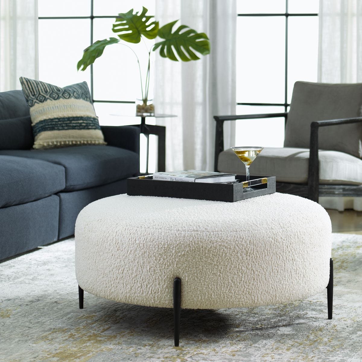 Arles Large Ottoman, Black – Furniture by Uttermost | Sutter & Vale