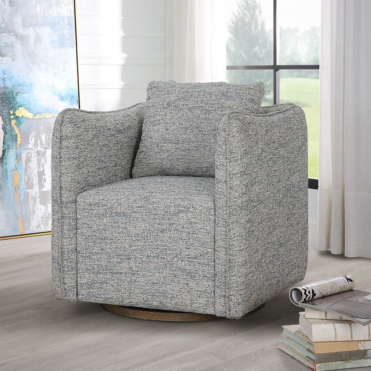 Corben Swivel Chair, Blue – Furniture by Uttermost | Sutter & Vale
