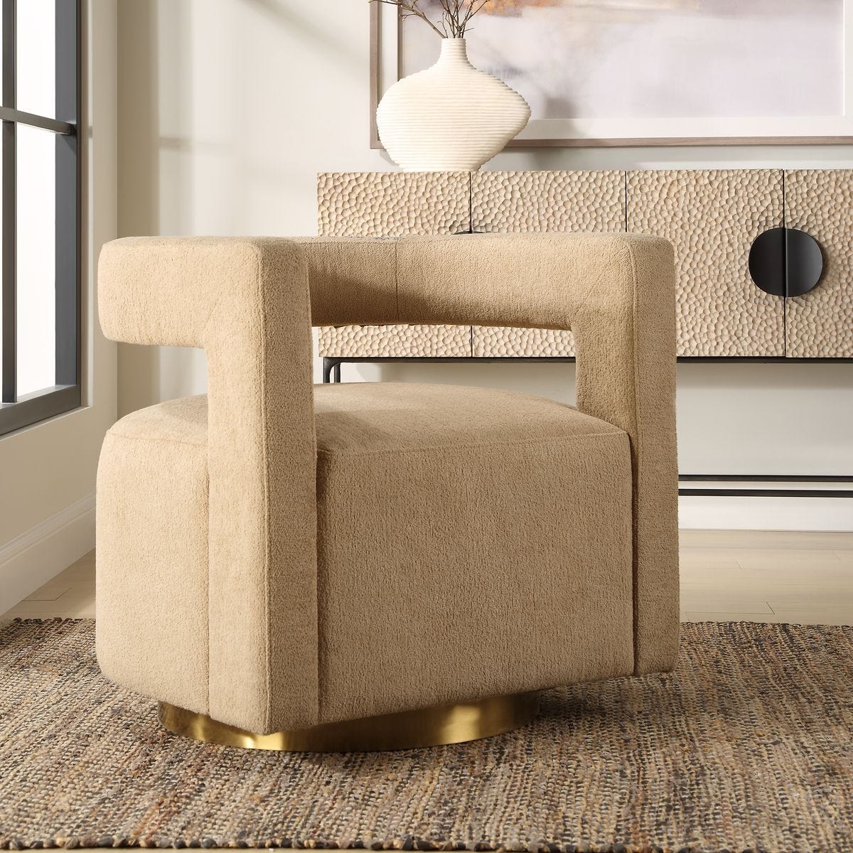 Grounded Swivel Chair – Furniture by Uttermost | Sutter & Vale