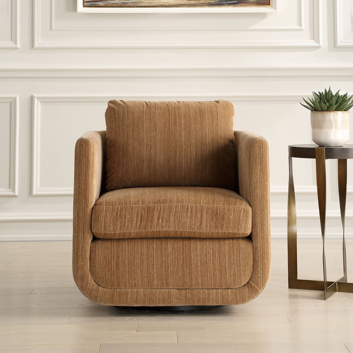 Abound Swivel Chair, Ginger – Furniture by Uttermost | Sutter & Vale