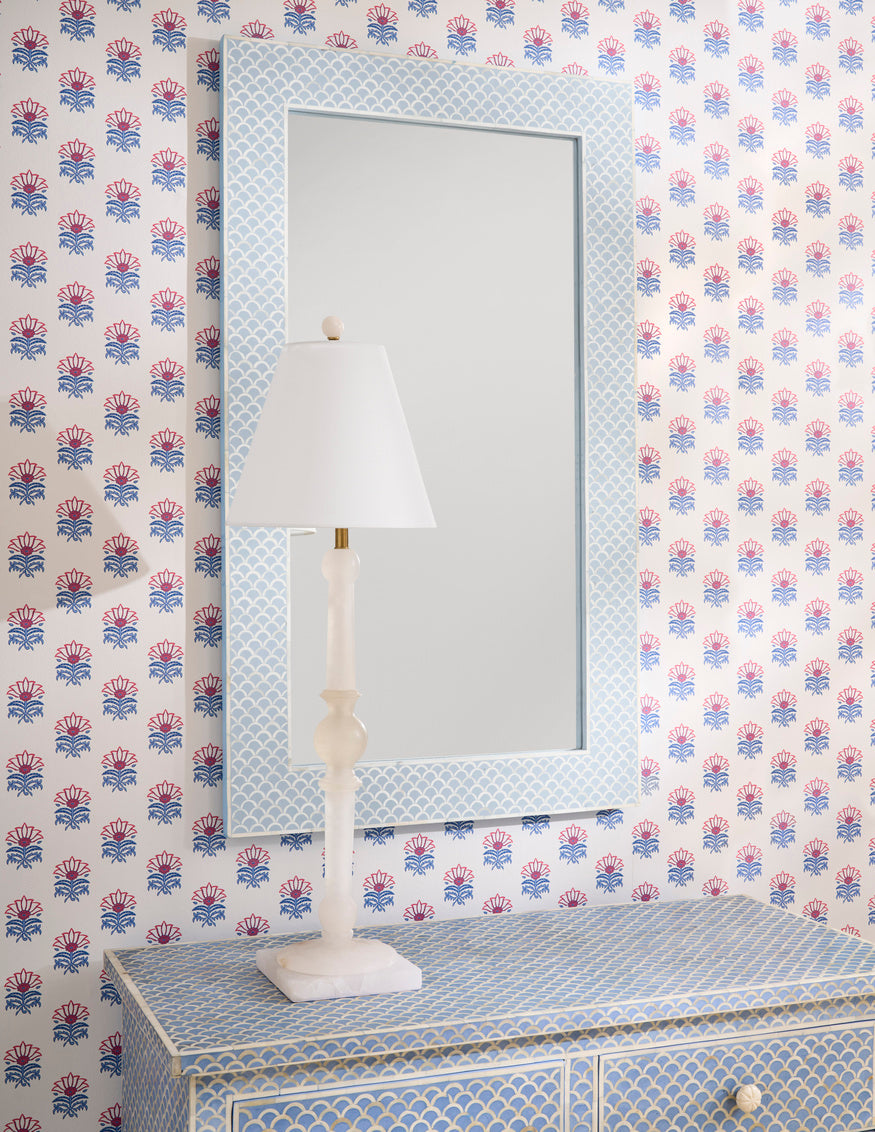 Elgon Mirror - Blue in 30 / Bone - Chelsea House
