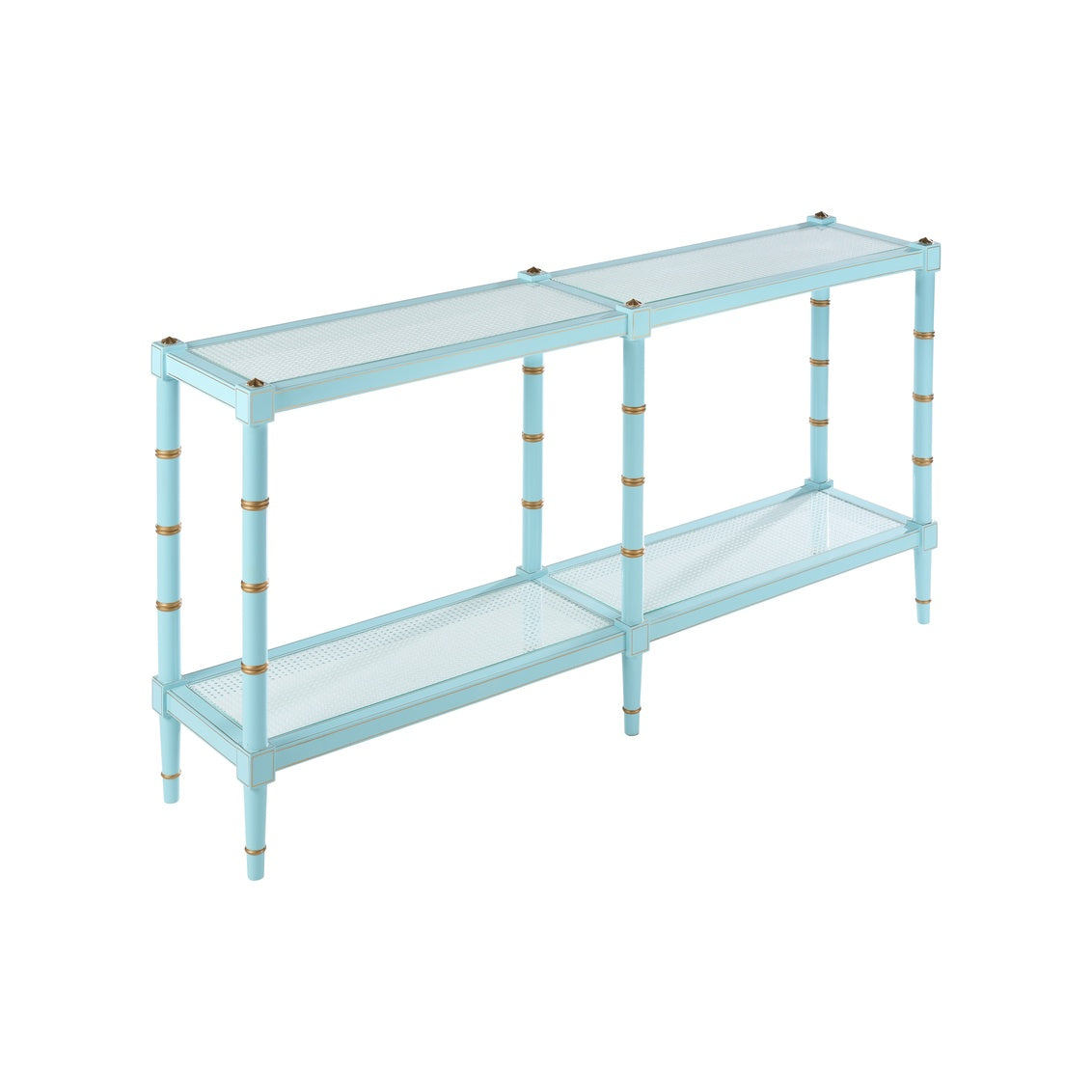 Conner Cane Sofa Table Blue