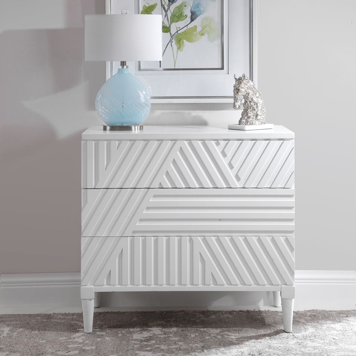 Colby 3 Drawer Chest, White – Furniture by Uttermost | Sutter & Vale