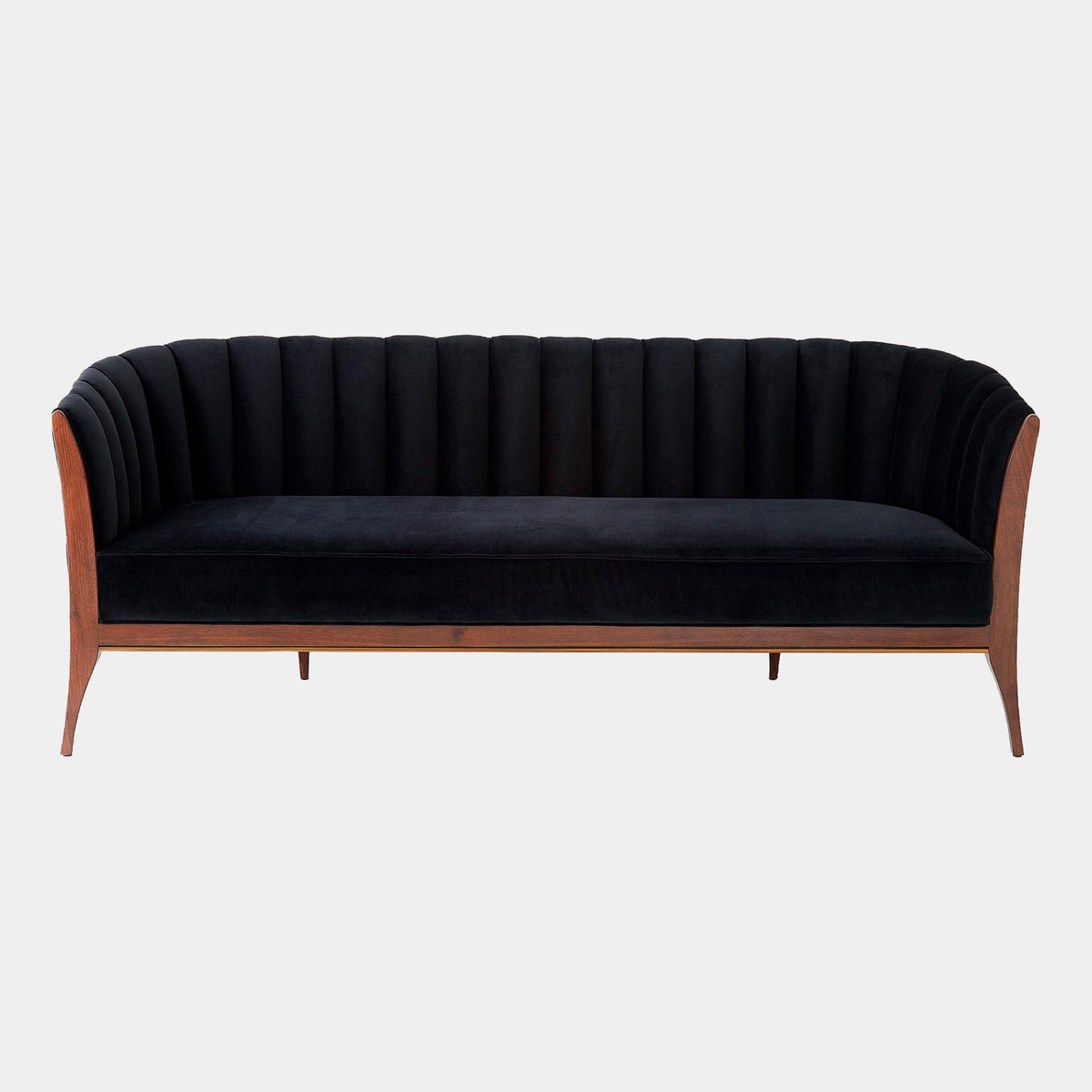 Connor Channel Back Sofa-Black Velvet