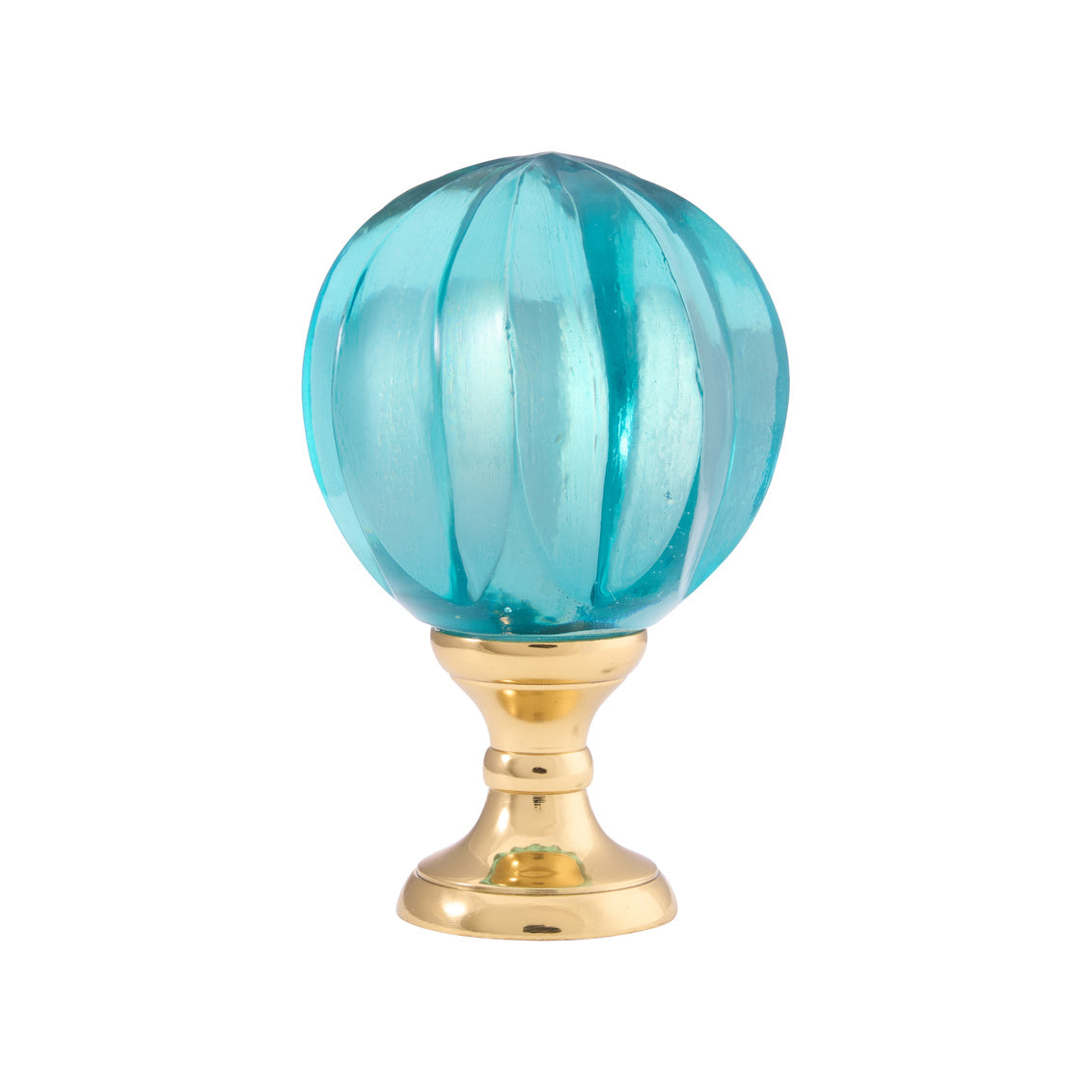 Blue Hand Blown Finial - Brass in Green/Polished Brass / Glass - Chelsea House